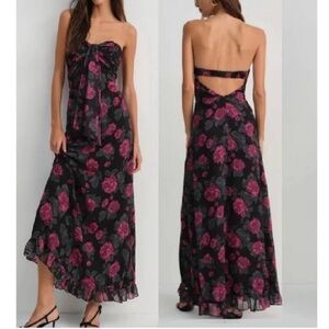 For love and lemons Teagan maxi dress Elegant Floral Black and Pink Dress